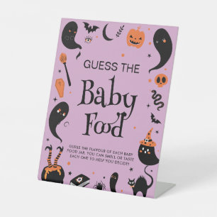 Halloween Baby Shower Guess the Baby Food Game Pedestal Sign