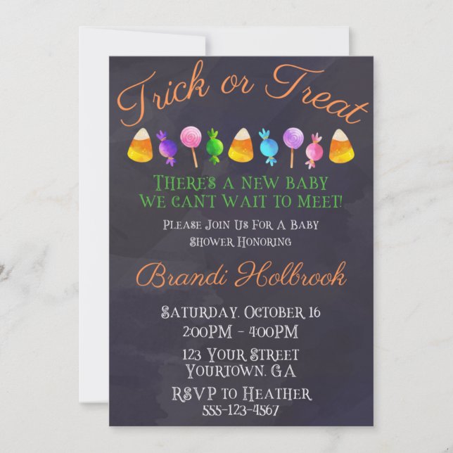 Halloween Baby Shower Invitation, Fall Baby Shower Invitation (Front)