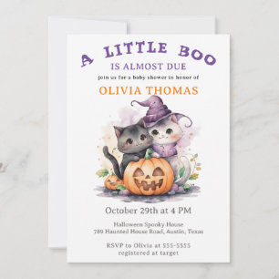 Halloween Baby Shower Invitation Little Boo Cats