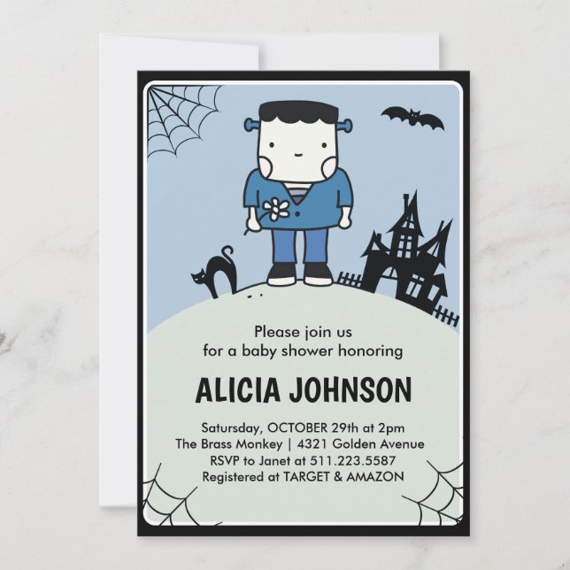 Halloween baby shower invitation October Cute (Front)