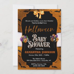 Halloween Baby Shower Invitation with bats