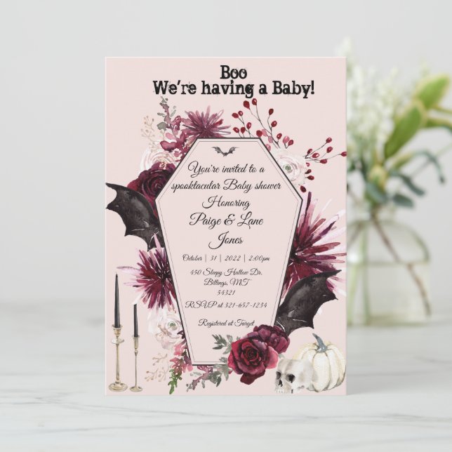 Halloween baby shower invite (Standing Front)