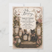 Halloween Baby Shower is Brewing Vintage Girl Pink