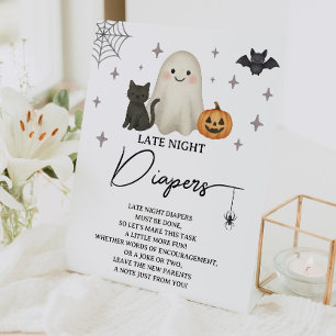 Halloween Baby Shower Late Night Diapers Pedestal Sign