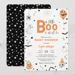 Halloween Baby Shower Little Boo black invitation