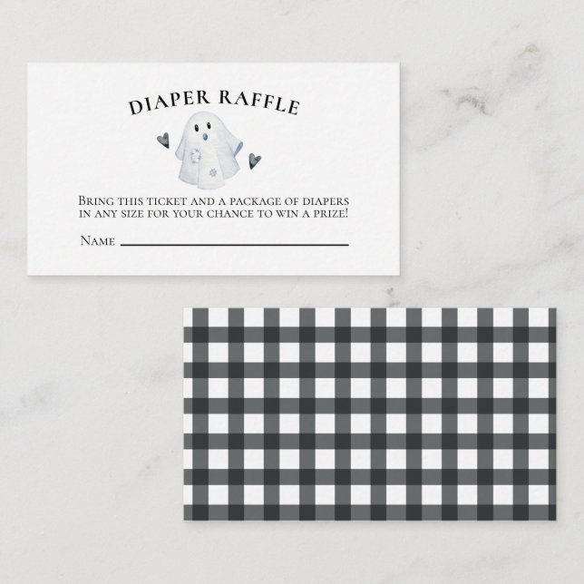 Halloween Baby Shower Little Boo Diaper Raffle Enclosure Card (Front/Back)