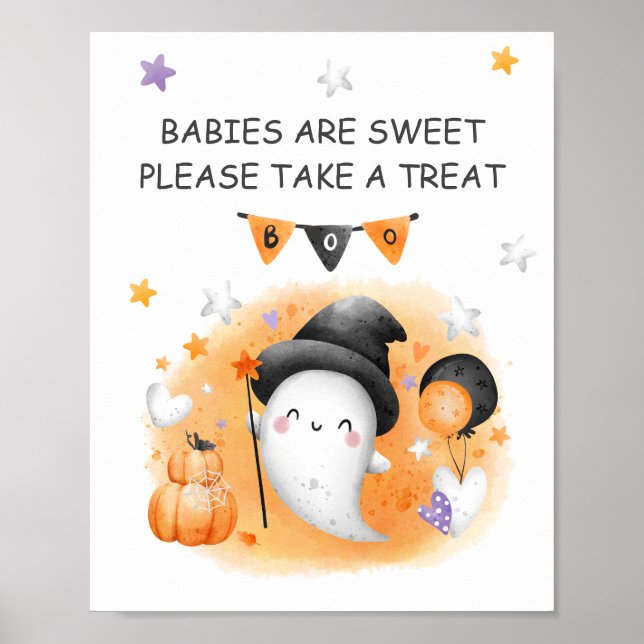 Halloween Baby Shower Little Boo Favour Sign (Front)