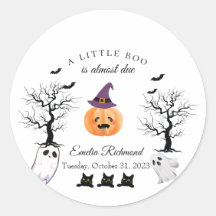 Halloween Baby Shower Little Boo is Due Sticker