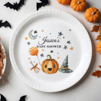 Halloween Baby Shower Little Boo Paper Plate