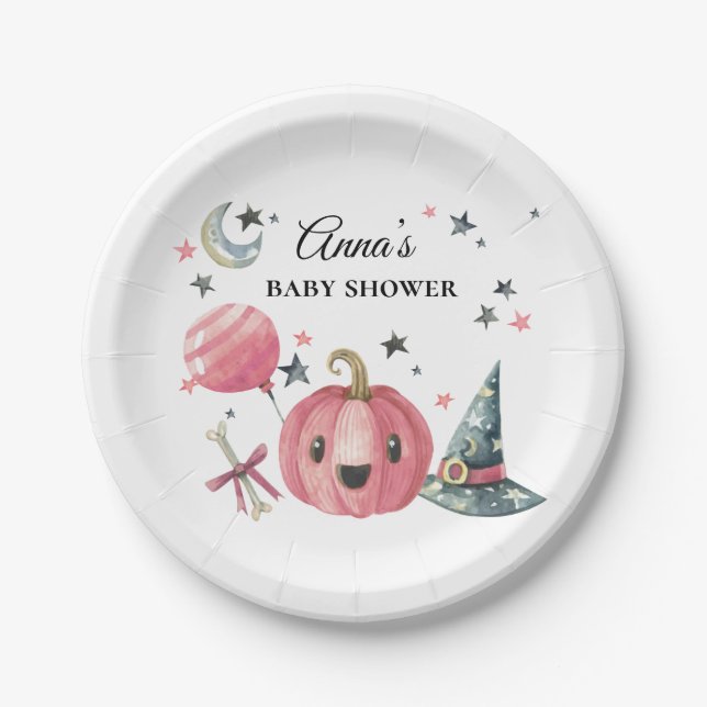 Halloween Baby Shower Little Boo Paper Plates (Front)