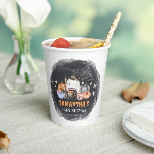 Halloween Baby Shower Little Boo Pumpkin Paper Cups (Insitu)