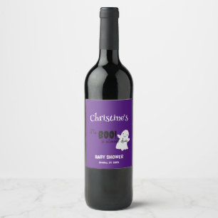 Halloween Baby Shower Little BOO Purple Wine Label