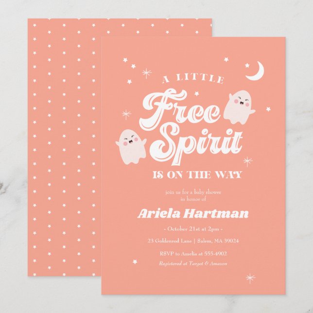Halloween Baby Shower Little Free Spirit Invitation (Front/Back)