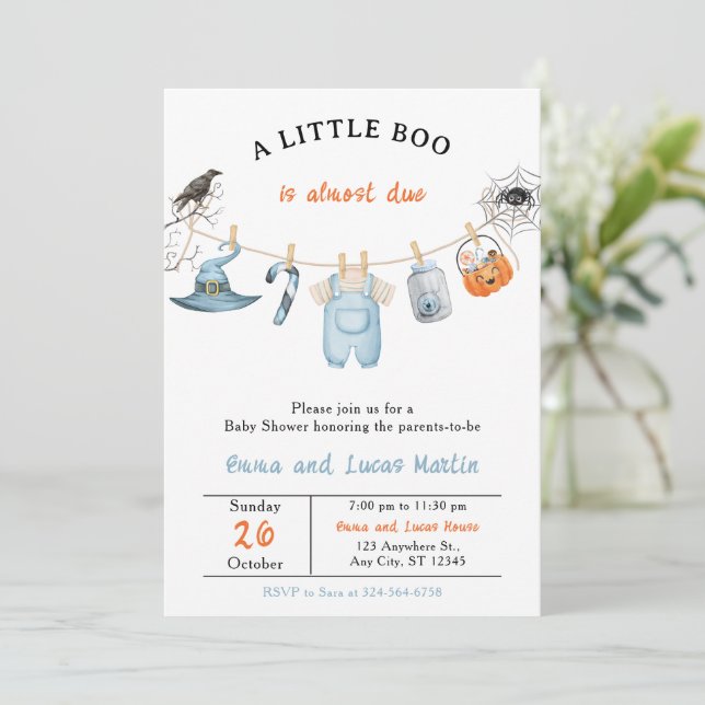 Halloween Baby Shower Party Invitation – Editable  (Standing Front)