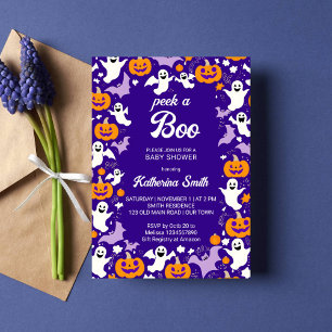 Halloween baby shower peek a boo cute baby ghost  invitation