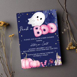 Halloween baby shower peek a boo cute baby ghost invitation