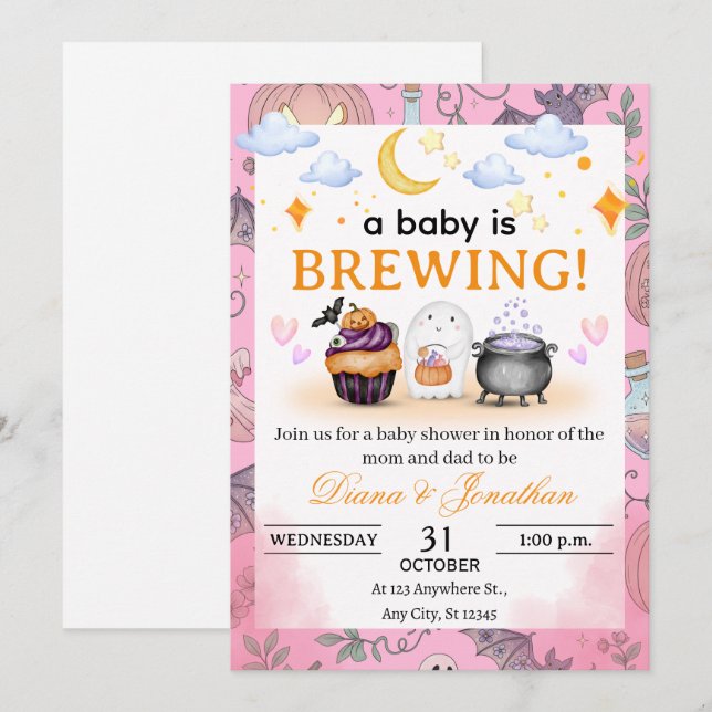 Halloween Baby Shower Personalised Invitation (Front/Back)