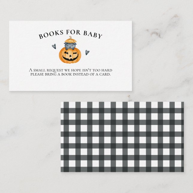 Halloween Baby Shower Pumpkin Books for Baby Enclosure Card (Front/Back)