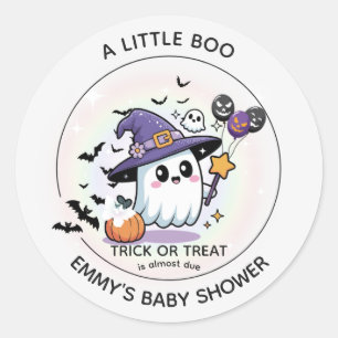 Halloween Baby Shower Round Sticker – A Little Boo