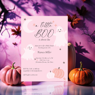 Halloween baby shower soft pink cute ghost invitation