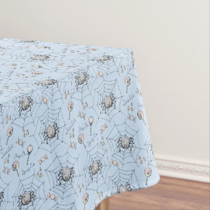 Halloween Baby Shower Spiders and Webs Blue Tablecloth