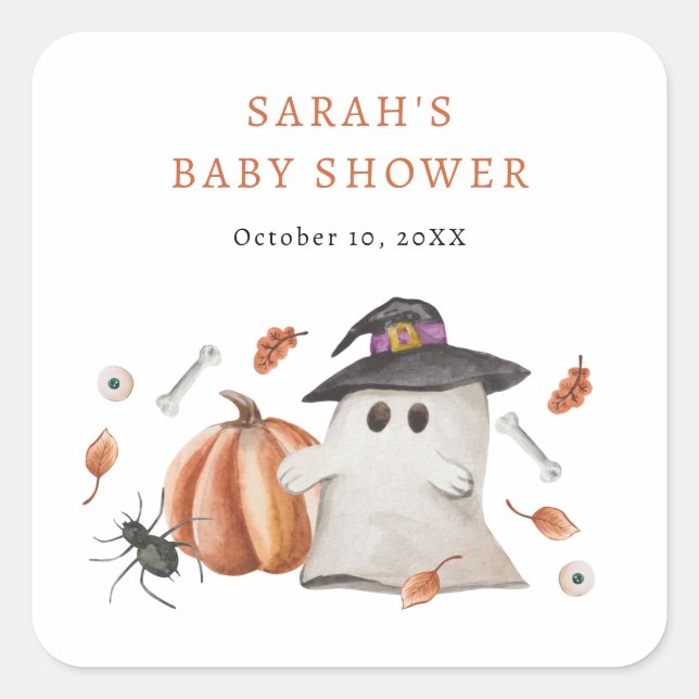 Halloween Baby Shower Square Sticker (Front)