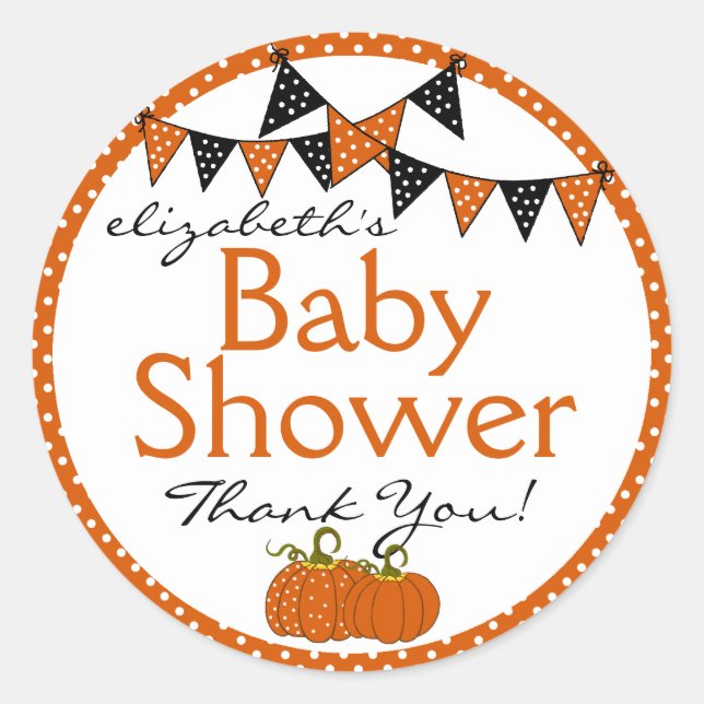 Halloween Baby Shower Thank You Classic Round Sticker (Front)