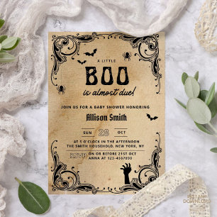 Halloween Baby Shower Vintage Gothic Little Boo Invitation