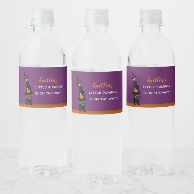 Halloween Baby Shower Water Bottle Labels (Bottles)