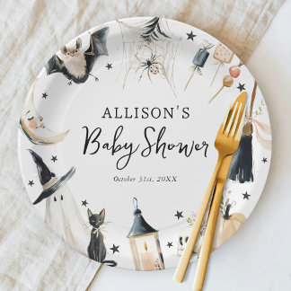 Halloween Baby Shower Witch Paper Plate
