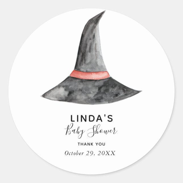 Halloween Baby Shower Witch's Hat Simple Elegant Classic Round Sticker (Front)