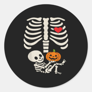 Halloween Baby Skeleton Heart Pregnancy Outfit  Classic Round Sticker