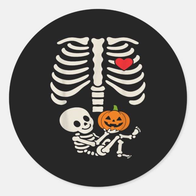 Halloween Baby Skeleton Heart Pregnancy Outfit  Classic Round Sticker (Front)
