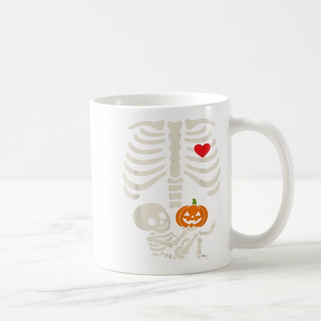 Halloween Baby Skeleton Heart Pregnancy Outfit  Coffee Mug (Right)