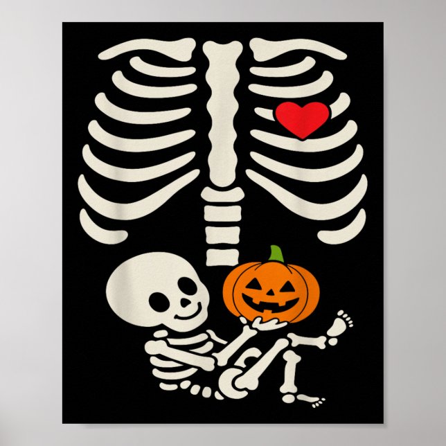 Halloween Baby Skeleton Heart Pregnancy Outfit  Poster (Front)