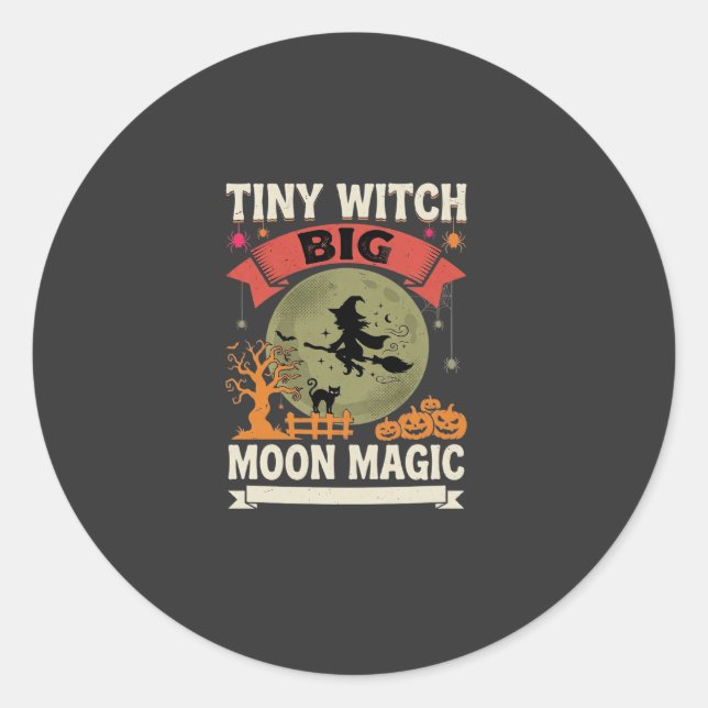 Halloween Baby Witch Moon Magic Classic Round Sticker (Front)