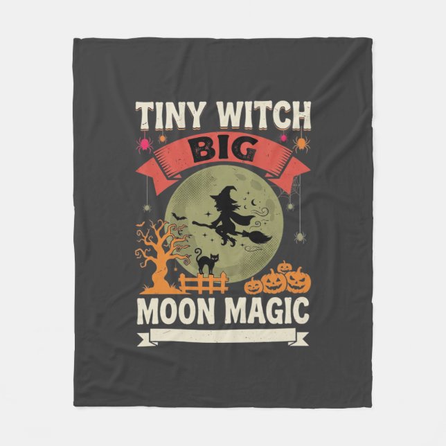 Halloween Baby Witch Moon Magic Fleece Blanket (Front)