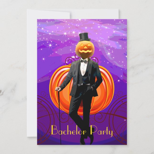Halloween Bachelor Party with Pumpkin Groom Invitation (Front)