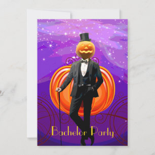 Halloween Bachelor Party with Pumpkin Groom Invitation