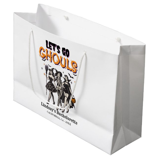 Halloween Bachelorette let's go ghoul Large Gift Bag (Front Angled)