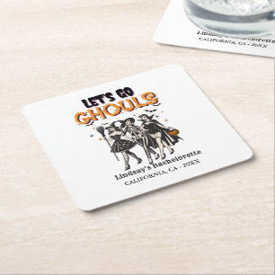 Halloween Bachelorette let's go ghoul Square Paper Coaster