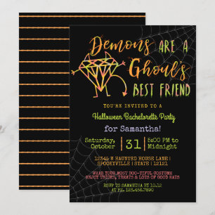 Halloween Bachelorette Party   Funny Demons Ghouls Invitation