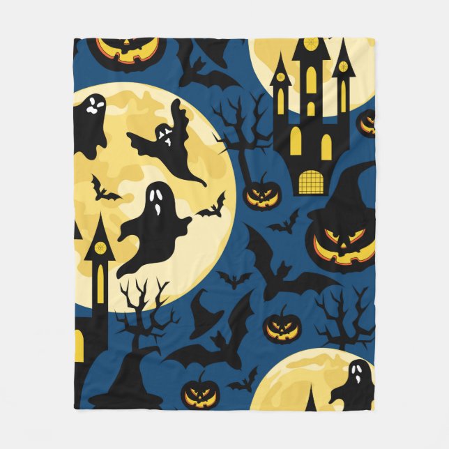 Halloween background. Seamless pattern with moons, Fleece Blanket (Front)