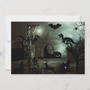 halloween background with haunted house,graves  invitation