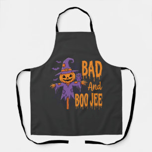 Halloween Bad And Boo Jee Scarecrow Graphic Apron
