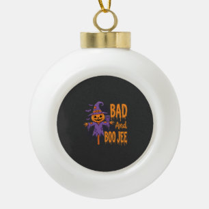 Halloween Bad And Boo Jee Scarecrow Graphic Ceramic Ball Christmas Ornament
