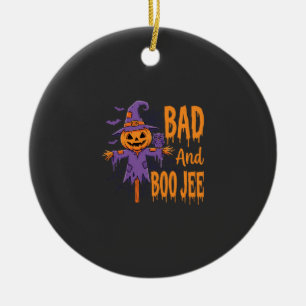 Halloween Bad And Boo Jee Scarecrow Graphic Ceramic Tree Decoration