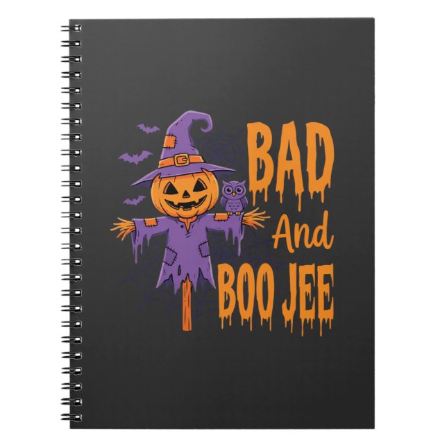 Halloween Bad And Boo Jee Scarecrow Graphic Notebook (Front)