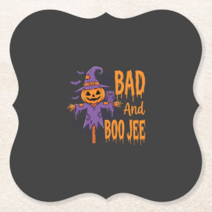 Halloween Bad And Boo Jee Scarecrow Graphic Paper Coaster