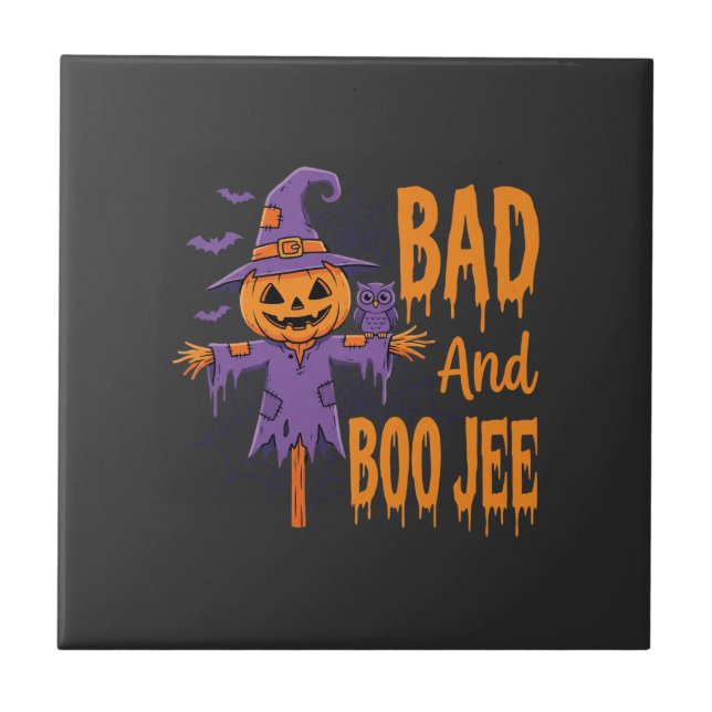 Halloween Bad And Boo Jee Scarecrow Graphic Tile (Front)